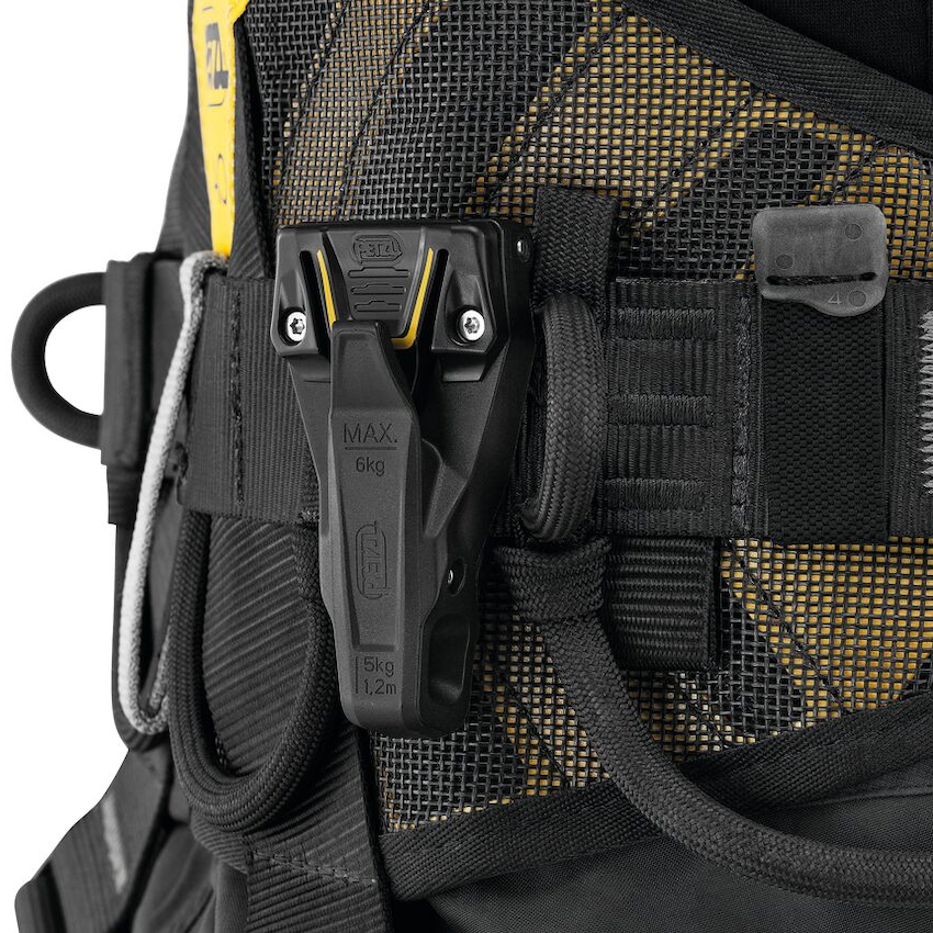 The Petzl Interfast on a harness.